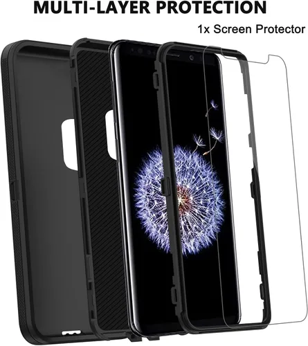 Vista 3 de Funda para Samsung Galaxy S9 con protector de pantalla, cuerpo completo, resistente, a prueba de golpes, a prueba de caídas, funda protectora