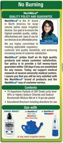 Vista 5 de NeilMed Sinus Rinse - Extra fuerte - Paquetes hipertónicos premezclados, 70 unidades por caja., PH-ENG-INT, 2, 2