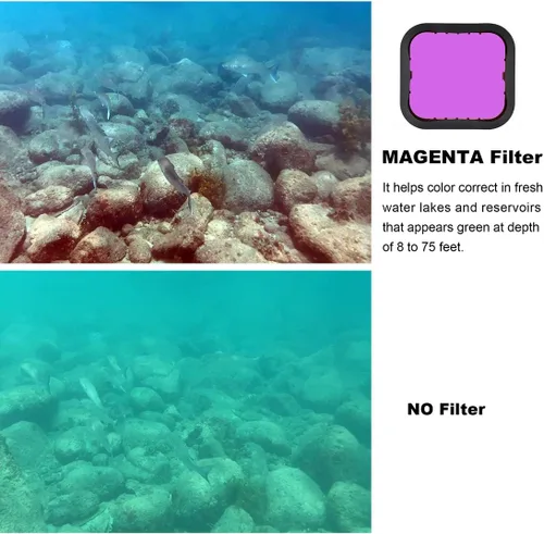 Vista 7 de GEPULY Paquete de 3 filtros de buceo (rojo, rojo claro, magenta) para GoPro Hero 5 6 7 Black Hero (2018) Super Suit Housing - Corrección
