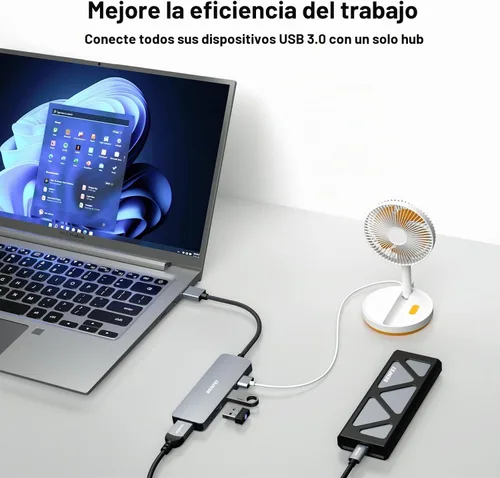Vista 3 de BENFEI Hub USB 3.0, 4 puertos USB A Splitter Ultra-Slim Expander para mouse, teclado, unidad flash, disco U, impresora compatible con laptop, PC