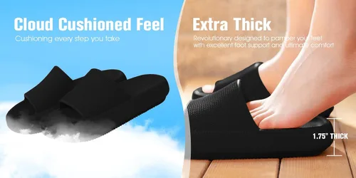 Vista 3 de Athlefit Zapatillas de ducha para baño, antideslizantes, cómodas, acolchadas y gruesas, con plataforma suave, 0