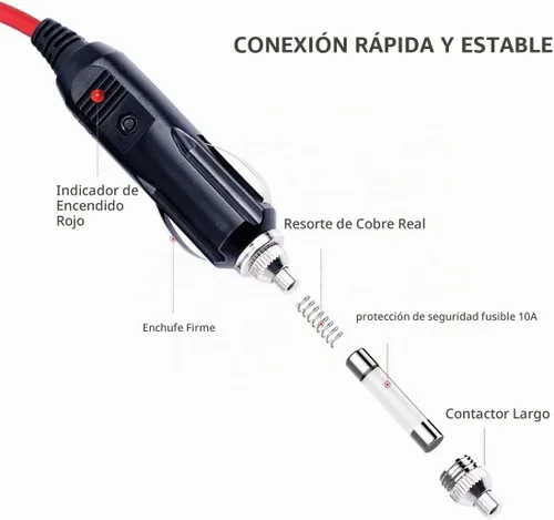 Vista 2 de Cable de extensión para encendedor de cigarrillos macho a anillo tórico - Cable de extensión de 3 pies 12 V/24 V para encendedor de cigarrillos