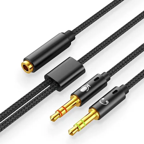 Vista 2 de HIEbee - Adaptador divisor de auriculares 2 en 1 de 0.138 in (micrófono + audio) hembra a macho y macho a hembra, cable en Y compatible con PS4