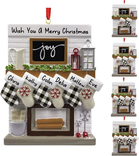 Vista 10 de Adornos de Navidad personalizados para familia de 2, adornos de Navidad familiares personalizados con nombres, decoraciones de Navidad