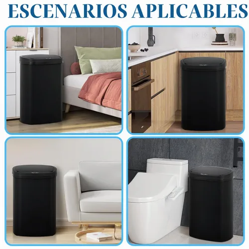 Vista 8 de Basurero de cocina con sensor de movimiento de 13 galones, cubo de basura con sensor automático de 50 L, cubo de basura inteligente con tapa