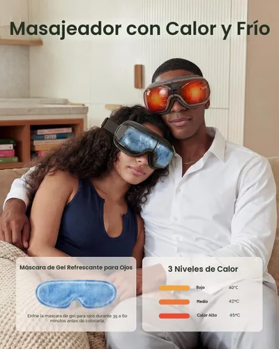 Vista 3 de RENPHO - Masajeador de ojos con control de voz de calor y enfriamiento, regalos de cumpleaños para mujeres y hombres, HSA elegible para FSA, máscara