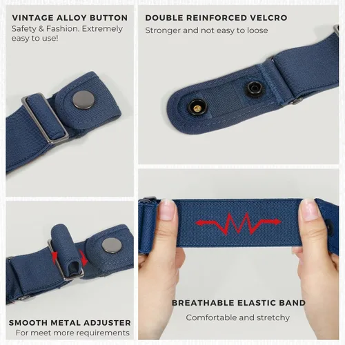 Vista 2 de BELTROAD Cinturones sin hebilla para hombres y mujeres, cinturón lateral sin hebilla, cinturón elástico ajustable invisible sin hebilla