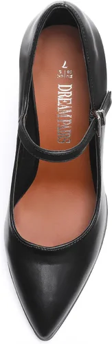 Vista 3 de DREAM PAIRS Zapatos de tacón alto y grueso para mujer, con puntera cerrada, zapatos Mary Jane, puntera puntiaguda, cómodos, zapatos de trabajo