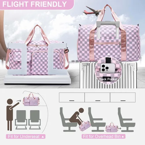 Vista 45 de Pequeña bolsa de gimnasio para mujer, bolsa de viaje con compartimento para zapatos