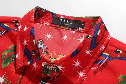 Vista 3 de SSLR - Camisas de Navidad para hombre, diseño de Papá Noel, para fiesta navideña.
