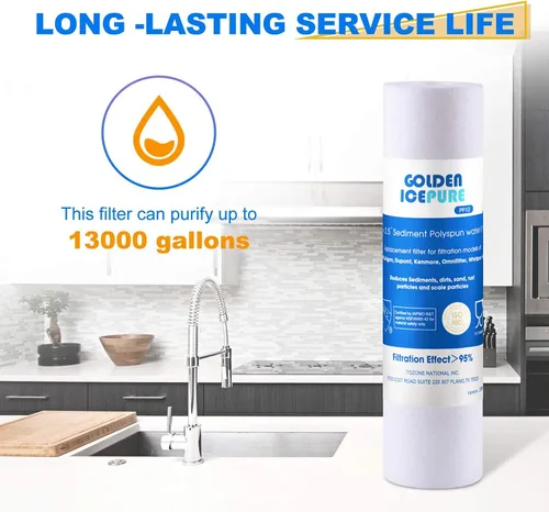 Vista 5 de GOLDEN ICEPURE Filtro de agua PP10, filtro de agua de sedimentos para toda la casa de 10 x 2.5 pulgadas, compatible con WHKF-GD05, Aqua-Pure AP110