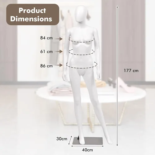 Vista 8 de S AFSTAR Maniquí femenino de 5.8 pies/70 pulgadas, forma de vestido ajustable y desmontable, modelo de maniquí de cuerpo completo, soporte de torso