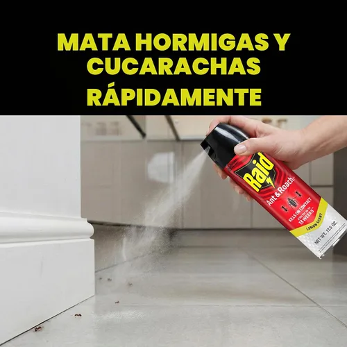 Vista 2 de Raid Ant & Roach Killer - Aerosol para insectos, aroma a limón, 17.5 onzas
