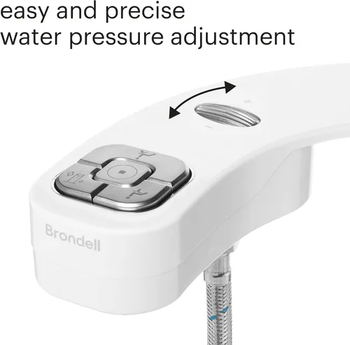 Vista 3 de Brondell FSP-250 FreshSpa Thinline Accesorio esencial de bidé de precisión para asientos de inodoro con presión de agua ajustable, control de brazo