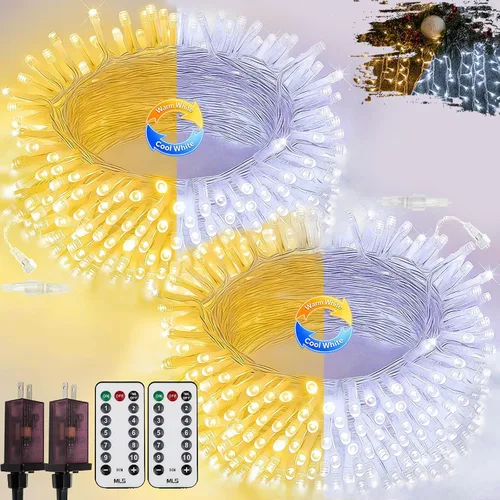 Vista 22 de Paquete de 1 cadena de luces conectables para interiores, 33 pies, 100 luces LED, 13 modos, luces de hadas parpadeantes, enchufables, impermeables