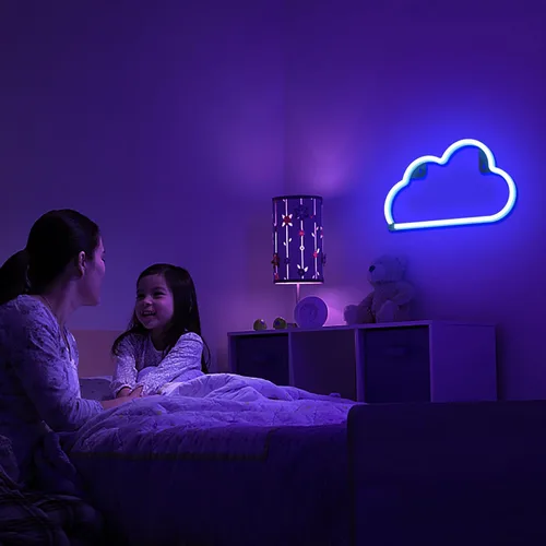 Vista 5 de Lumoonosity Letrero de neón de nube, luz de neón de nube azul alimentada por USB con interruptor de encendido/apagado, letrero LED de nube