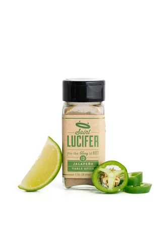 Vista 4 de Saint Lucifer, Paquete triple combinado, 3 condimentos de habanero, jalapeño y mariscos, fabricados en los Estados Unidos, sin gluten, sin azúcar
