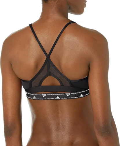 Vista 2 de adidas Sujetador de 3 rayas con soporte ligero de entrenamiento para mujer
