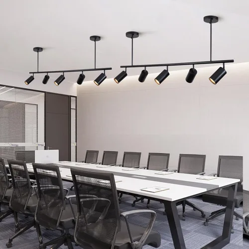 Vista 8 de Kit de iluminación LED de 5 luces, luz de pista negra, cabezal de luz flexible giratorio, iluminación moderna para cocina, sala de estar, comedor