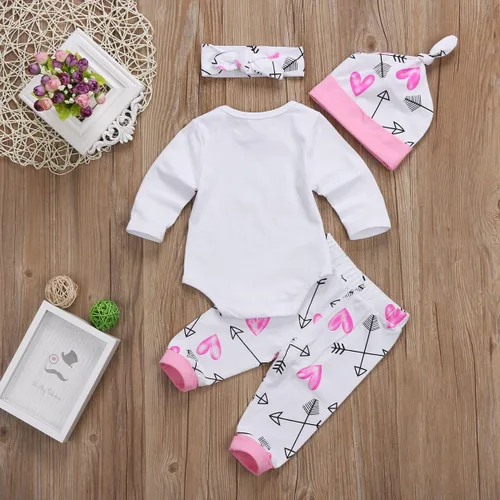 Vista 6 de Conjunto de 3 piezas de ropa para bebé recién nacido, estampado de Hello World, manga larga, pantalones largos, gorro, conjunto de 3 piezas