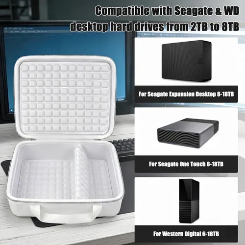 Vista 2 de Comecase Funda de disco duro de escritorio para expansión Seagate y para WD Blanco