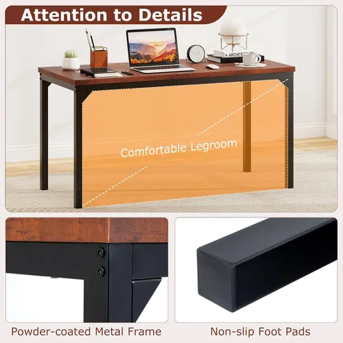Vista 7 de Tangkula Mesa de conferencias de 55 pulgadas, mesa grande para sala de reuniones con mesa de panal de abeja, marco de metal estable, escritorio