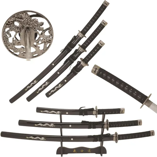 Vista 17 de Snake Eye Tactical Juego de katana samurái de dos tonos de 3 piezas con soporte de espada gratis 1942