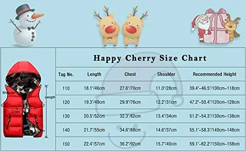 Vista 5 de Happy Cherry Chaleco con capucha de invierno para niños, chaleco reversible de camuflaje acolchado, chaqueta de 3-12 años