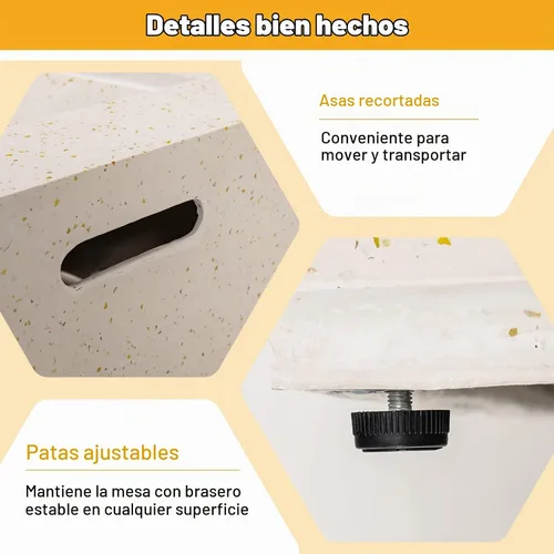 Vista 5 de Tangkula Mesa de fuego para exteriores de 50,000 BTU, mesa rectangular de gas propano de terrazo de 42 pulgadas con encendido automático, quemador
