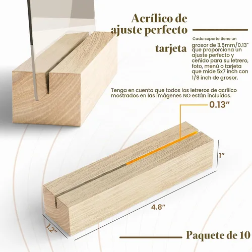 Vista 3 de Tidita 10 portatarjetas de madera de roble para letreros acrílicos