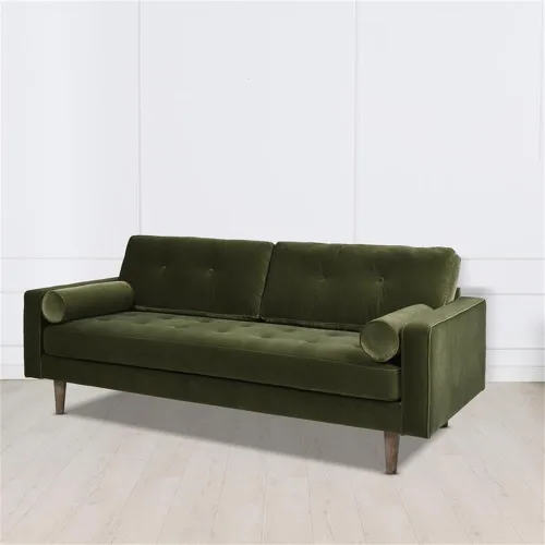 Vista 2 de Jennifer Taylor Home Nicholas - Sofá moderno de mediados de siglo de 83.5 pulgadas, terciopelo verde oliva