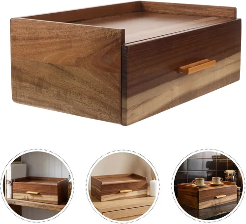 Vista 9 de Caja de té de madera de acacia con 8 compartimentos y cajón