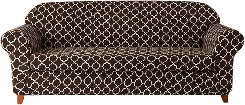 Vista 15 de MBROS Funda elástica para sofá de 3 cojines, funda protectora de muebles con estampado, 2 piezas, antideslizante, antiarañazos, suave para Azul