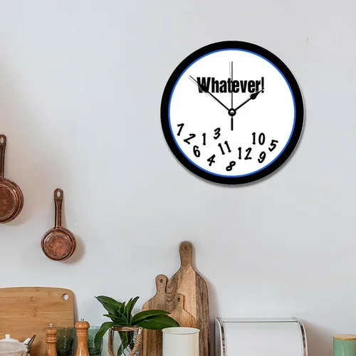 Vista 4 de ArogGeld Whatever Funny - Reloj de pared personalizado de 10 pulgadas, redondo de madera vintage, funciona con pilas, grande, silencioso Lo que sea