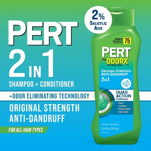 Vista 3 de Pert Plus Champú 2 en 1 + Acondicionador Control de la caspa 25.40 oz (Paquete de 5)