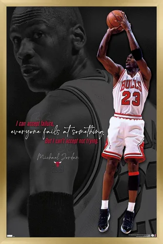 Vista 12 de Trends International Michael Jordan - Póster de pared con texto en inglés «Can't Accept Not Trying», 14.725 x 22.375 pulgadas, versión enmarcada