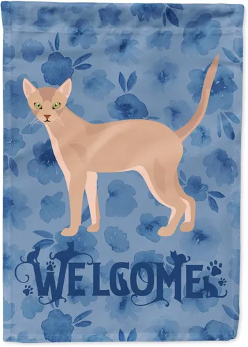 Vista 234 de Caroline's Treasures CK4813CHF - Bandera de bienvenida con gato abisinio azul, manga grande, para porche, para colgar en la pared, poliéster