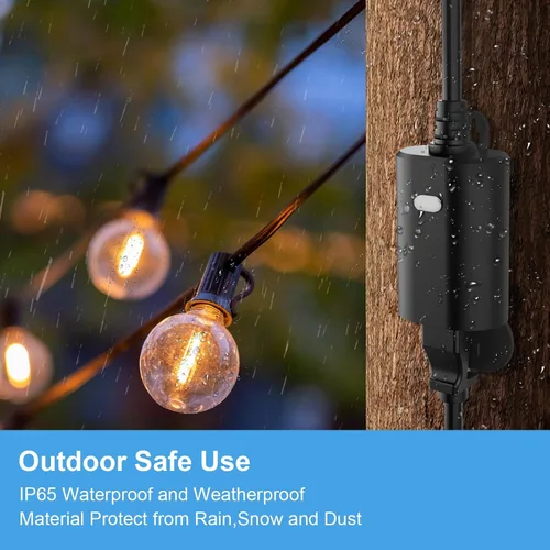 Vista 4 de New One Enchufe de atenuación inteligente para exteriores, IP65, impermeable, WiFi, regulable, inteligente, compatible con Google Assistant, Alexa
