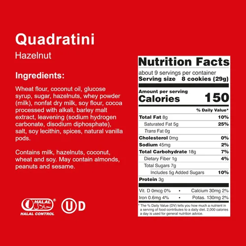 Vista 2 de Loacker Quadratini - Galletas de oblea de avellana – 30% menos de azúcar – Obleas crujientes prémium de tamaño bocado con relleno de crema