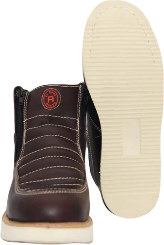 Vista 5 de The Western Shops Bota de trabajo de cuero con doble cremallera para hombre (10.5, café)