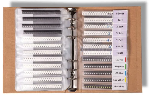 Vista 8 de Libro de surtido de resistencias, condensadores y componentes electrónicos SMD 1206 - 5435 piezas, Libro 1206