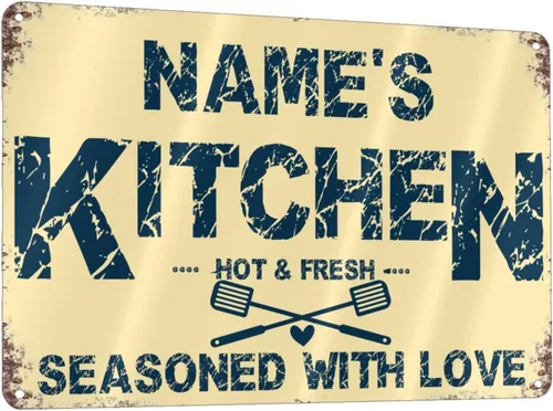 Vista 30 de Letreros de cocina personalizados con nombre personalizado, letrero de cocina condimentado con amor, letrero de cocina para decoración del hogar