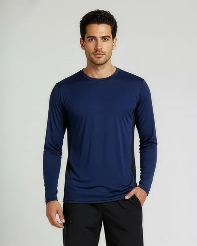 Vista 2 de Real Essentials Paquete de 4 unidades: camiseta de manga larga para hombre Dry Fit, disipa la humedad, protección solar FPU 50+ contra rayos