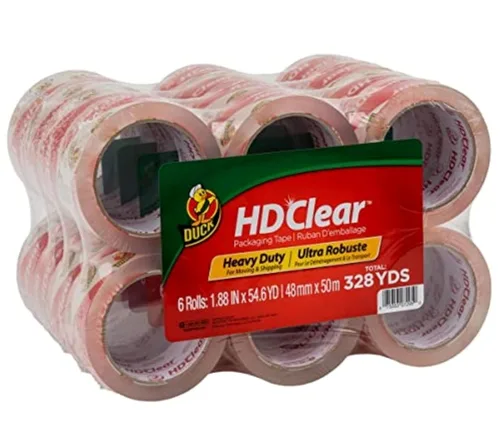 Vista 11 de Duck HD Clear – 1 rollo de cinta de embalaje resistente para envío, correo, mudanza y almacenamiento – Repuestos transparentes y fuertes para cajas