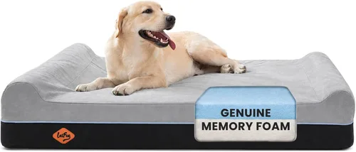 Vista 17 de Laifug Cama ortopédica de espuma viscoelástica para perros con forro duradero a prueba de agua y funda extraíble lavable (grande