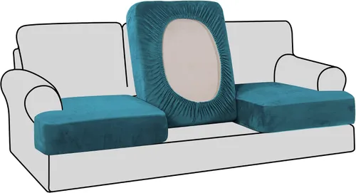 Vista 28 de H.VERSAILTEX Fundas de terciopelo elástico para silla con cojín en forma de T para sala de estar, funda de sofá, funda de asiento con cojín