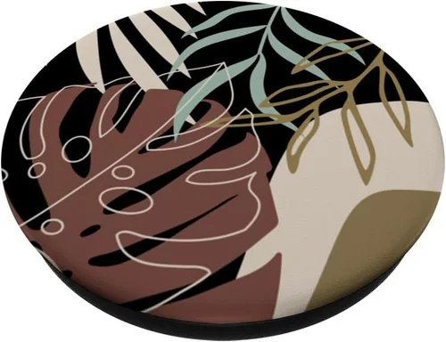 Vista 2 de PopSockets Boho Tropical Botánico Exótico Minimalista Marrón Negro PopSockets intercambiables PopGrip