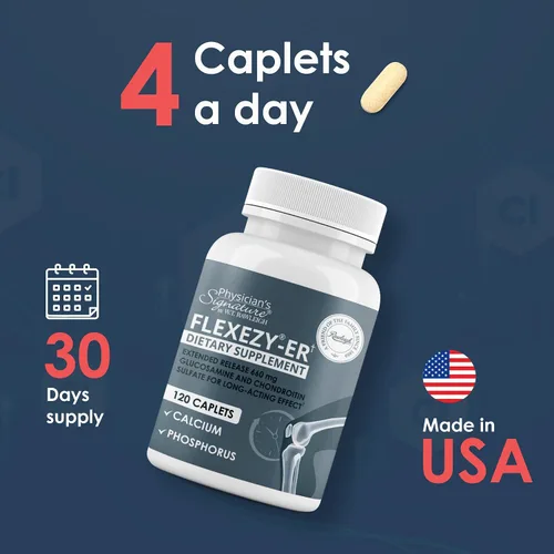 Vista 4 de Rawleigh Flexezy-ER: 120 cápsulas Fórmula de apoyo articular 24/7 Mezcla de glucosamina y sulfato de condroitina Calcio y fósforo Liberación