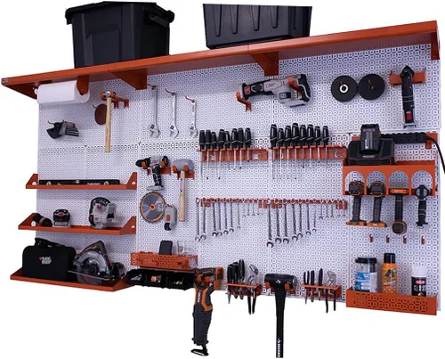 Vista 34 de OmniWall Weekend Warrior XL - Sistema de organización de pared de metal (negro/azul)