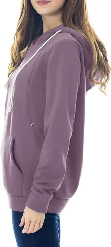 Vista 3 de Smallshow sudadera con capucha para mujer, con forro polar, bolsillo tipo canguro, de maternidad, para amamantar